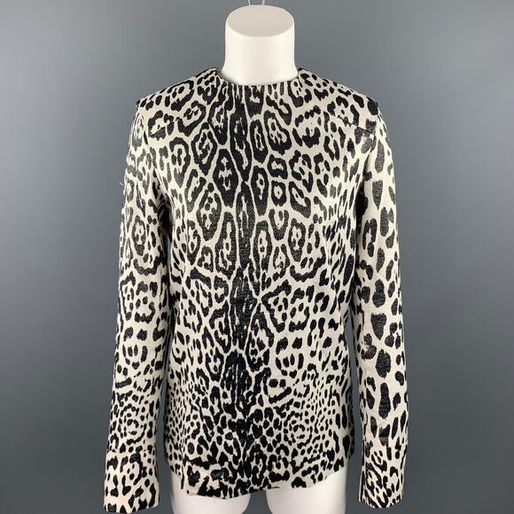 HAIDER ACKERMANN Silver & Black Leopard Print Silk Blend Blouse - Picture 1 of 5